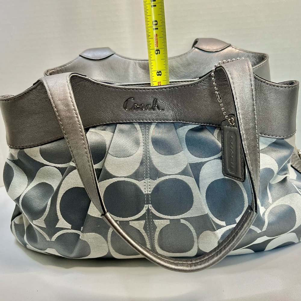 Coach Gray and Silver Signature Hobo Shoulder Bag - Picture 3 of 16